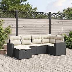 Maison Chic Ensemble Tables et chaises d'extérieur 6pcs avec coussins,Salon de jardin noir résine tressée -GKD247526