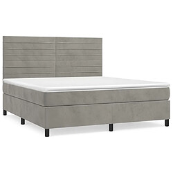 Maison Chic Lit Adulte - Lit simple Lit à sommier tapissier et matelas moelleux - Meuble de Chambre - Gris clair 160x200cm Velours -MN75050