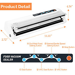 Universal Peinture pour machine d'étanchéité sous vide Maison 110V 220V Machine d'étanchéité sous vide pour les aliments Économie de vide Papier à vide Passage des sacs à vide(blanche) pas cher