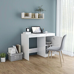 Avis Maison Chic Bureau,Table de travail,bureau de travail pour chambre Blanc brillant 100x50x76 cm Aggloméré -GKD92379