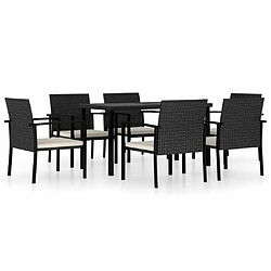 Salle à manger de jardin 7 pcs,Table et chaise à dîner Résine tressée Noir -MN96348