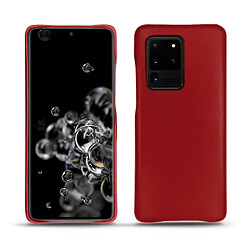 Coque cuir Samsung Galaxy S20 Ultra 5G - Coque arrière - Rouge ( Nappa - Pantone #d50032 ) - NOREVE