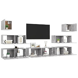 Avis Maison Chic Ensemble de meubles TV 7 pcs | Banc TV Moderne pour salon | Meuble de Rangement - Gris béton Aggloméré -MN69332