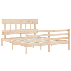 Maison Chic Lit adulte - Cadre Structure de lit avec tête de lit Contemporain 160x200 cm bois massif -MN56882 pas cher