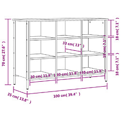 vidaXL Armoire à chaussures sonoma gris 100x35x70 cm bois d'ingénierie pas cher