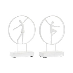 Figurine Décorative DKD Home Decor Ballerine Aluminium Blanc Bois de manguier Moderne (23 x 9 x 33 cm) (2 Unités)