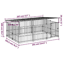 vidaXL Chenil d'extérieur avec toit pour chiens Acier 5,63 m² pas cher