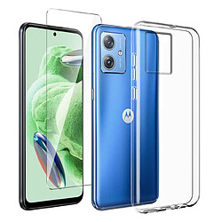 Htdmobiles Coque pour Motorola Moto G55 5G - housse etui silicone gel fine + verre trempe - TRANSPARENT TPU