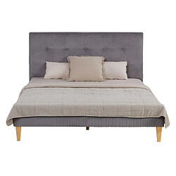 Homestyle4U Lit 2 Places 140x200 Gris cm avec Sommier à Lattes pas cher