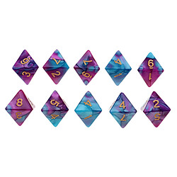 10pcs multi-faces dés polyèdre dés D8 pour D u0026 D table de jeu TRPG violet + bleu pas cher