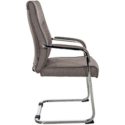 Decoshop26 Fauteuil de bureau chaise visiteur sans roulettes piétement luge en métal chromé et assise en tissu gris foncé 10_0003355