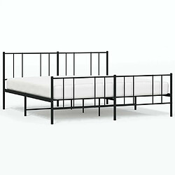 Maison Chic Lit adulte - Lit simple Cadre de lit métal avec tête de lit/pied de lit,Structure du lit Contemporain pour chambre noir 180x200 cm -MN22448