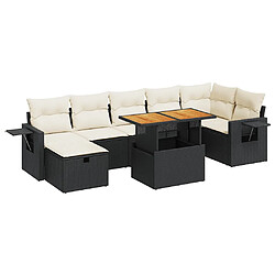 vidaXL Salon de jardin 5 pcs avec coussins noir résine tressée acacia