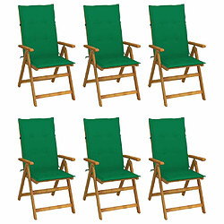 Maison Chic Lot de 6 Chaises pliables d'extérieur avec coussins | chaises de jardin | Fauteuil Relax Bois d'acacia -GKD78009