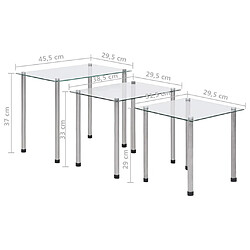 vidaXL Tables gigognes 3 pcs Transparent Verre trempé pas cher