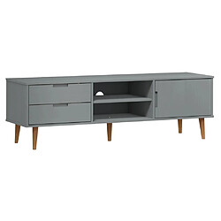 Maison Chic Meuble TV scandinave - Banc TV pour salon MOLDE Gris 158x40x49 cm Bois de pin massif -MN66171