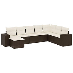 vidaXL Salon de jardin 8 pcs avec coussins marron résine tressée