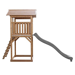 AXI Beach Tower Aire de Jeux avec Toboggan en gris & Bac à Sable | Grande Maison enfant extérieur en marron | Cabane de Jeu en Bois FSC pas cher