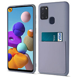 Coque en silicone anti-rayures avec porte-carte violet pour votre Samsung Galaxy A21s