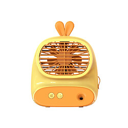 (Jaune) Mini Ventilateur de Conception de Forme Simple de Bureau Élégant Alimentation Usb Portable Rechargeable