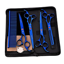 1 Ensemble 7 professionnel Chien Toilettage Ciseaux Cheveux Toilettage Outil Bleu