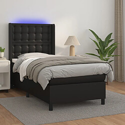 Sommier à lattes et matelas LED,Cadre à lattes de lit pour Adulte Noir 100x200cm Similicuir -MN87966