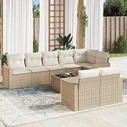 Maison Chic Salon de jardin avec coussins 9 pcs | Ensemble de Table et chaises | Mobilier d'Extérieur beige résine tressée -GKD39655