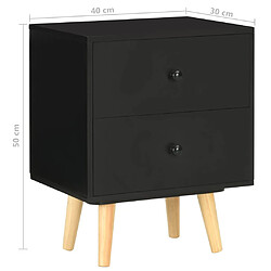 vidaXL Tables de chevet 2 pcs Noir 40 x 30 x 50 cm Pin massif pas cher