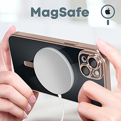 Avis Avizar Coque MagSafe pour iPhone 13 Silicone Protection Caméra Contour Chromé Rose Gold