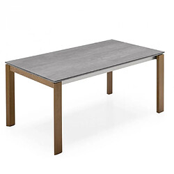 Inside 75 Table extensible 10 couverts EMINENCE 230 cm pieds noyer plateau céramique ciment