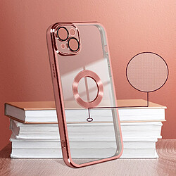 Avizar Coque iPhone 14 Plus Souple Bloc Caméra Couvert Transparent Contour rose Chromé pas cher