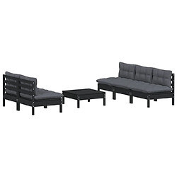 Avis Maison Chic Salon de jardin 6 pcs + coussins - Mobilier/Meubles de jardin - Table et chaises d'extérieur anthracite Bois de pin -MN52221