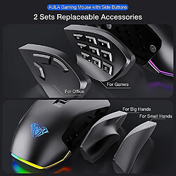 Universal MMO Gaming Mouse avec boutons latéraux Macro Programmation 10000 DPI Réglable 14 Key USB Wired RVB pas cher