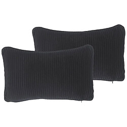 Beliani Lot de 2 coussins GUDARI Bouclé 30 x 50 cm Unicolore Noir