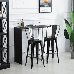 Acheter Homcom Lot de 4 tabourets de bar industriel avec dossier hauteur assise 76,5 cm métal noir