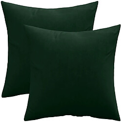 ICONIK INTERIOR Lot de 2 coussins en velours - housse et garnissage - Mesmal Vert foncé