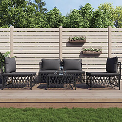 vidaXL Salon de jardin avec coussins 5 pcs anthracite acier