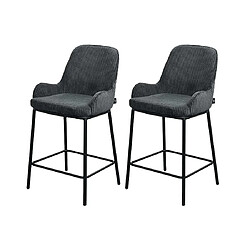 Lisa Design Salinas - lot de 2 chaises de bar - en velours côtelé - gris anthracite - H65 cm