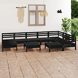 Maison Chic Salon de jardin 10 pcs - Table et chaises d'extérieur - Mobilier/Meubles de jardin Moderne Bois de pin massif Noir -MN11199