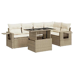 vidaXL Salon de jardin avec coussins 6 pcs beige résine tressée