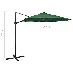 vidaXL Parasol de jardin en porte-à-faux et mât et lumières LED vert pas cher