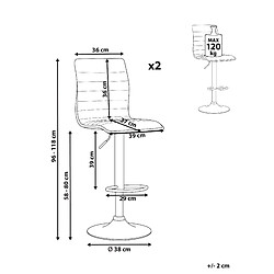 Avis Beliani Tabouret de bar Set de 2 Cuir PU Beige clair LUCERNE