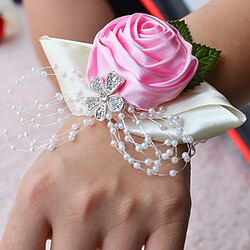 Wewoo Mariée à la main rose fleur poignet boutonnière bouquet corsage diamant satin fleurs