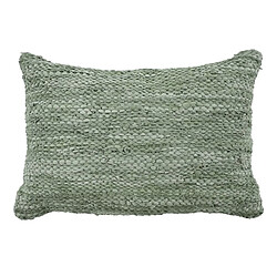 Thedecofactory SKIN - Coussin en cuir tressé vert clair 60x40