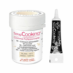 Scrapcooking Colorant alimentaire en poudre blanc + Stylo glaçage noir