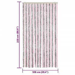 vidaXL Rideau anti-mouches gris argenté et rose 100x220 cm chenille pas cher