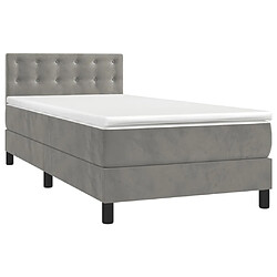 Avis Maison Chic Lit adulte- Lit + matelas,Sommier à lattes de lit avec matelas et LED Gris clair 90x190cm -GKD46599