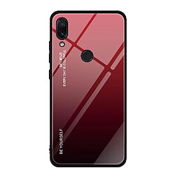 Wewoo Coque Pour Xiaomi Redmi Note 7 étui en verre de couleur dégradée rouge