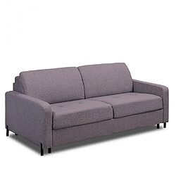 Inside 75 Canapé convertible EXPRESS BERLIN couchage 140 cm matelas 16 cm pieds métal noir tissu tweed twist taupe 