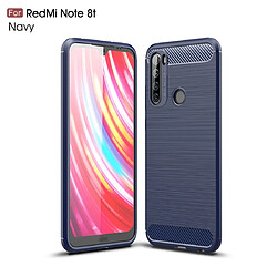 Wewoo Coque Souple Pour Xiaomi Redmi Note 8T Housse TPU en fibre de carbone texture brossée Bleu marine